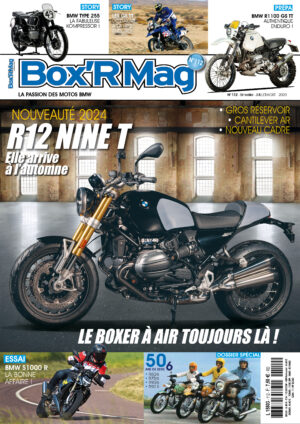 Couverture-Box'R-Mag-numero-112-juillet-aout-2023-BMW-moto-BMW R1250 GS-BMW R1250 RT-BMW R 1250 RS-BMW K 1600-BMW CE04-BMW S1000 RR