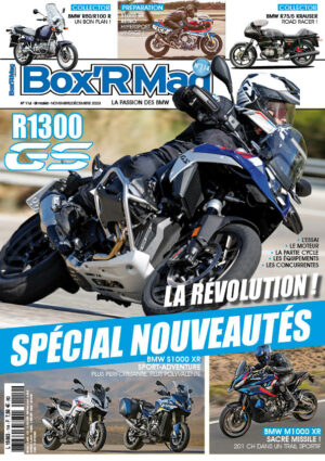 Couverture-Box'R-Mag-numero-114-novembre-décembre-2023-BMW-moto-BMW R1300 GS-R1250 GS-BMW R1250 RT-BMW R 1250 RS-BMW K 1600-BMW CE04-BMW S1000 RR